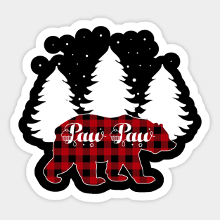 Buffalo Red Plaid Paw Paw Bear Matching Family Christmas Sticker